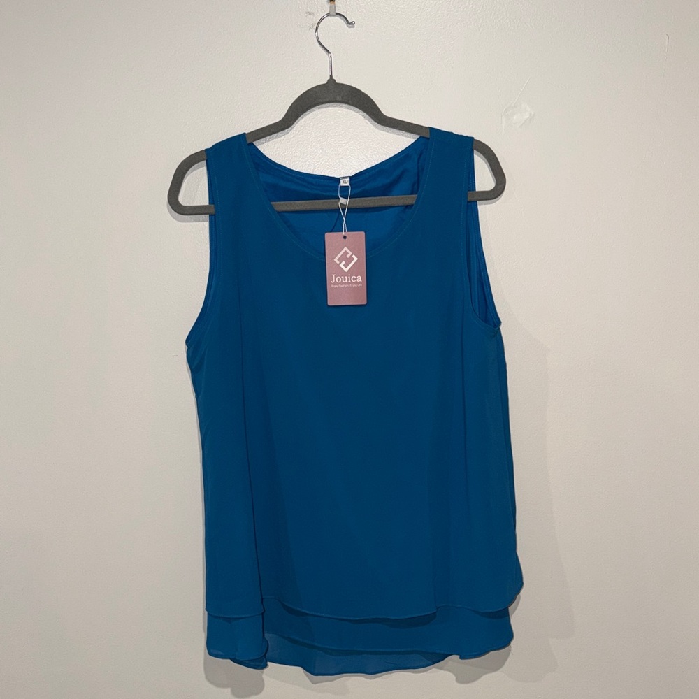 Jouica Women's Elegant Blue Sleeveless Blouse